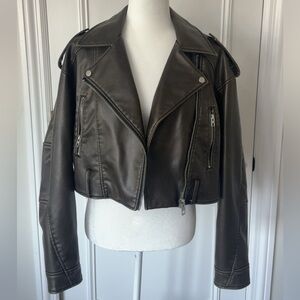 Zara Faux Leather Cropped Jacket